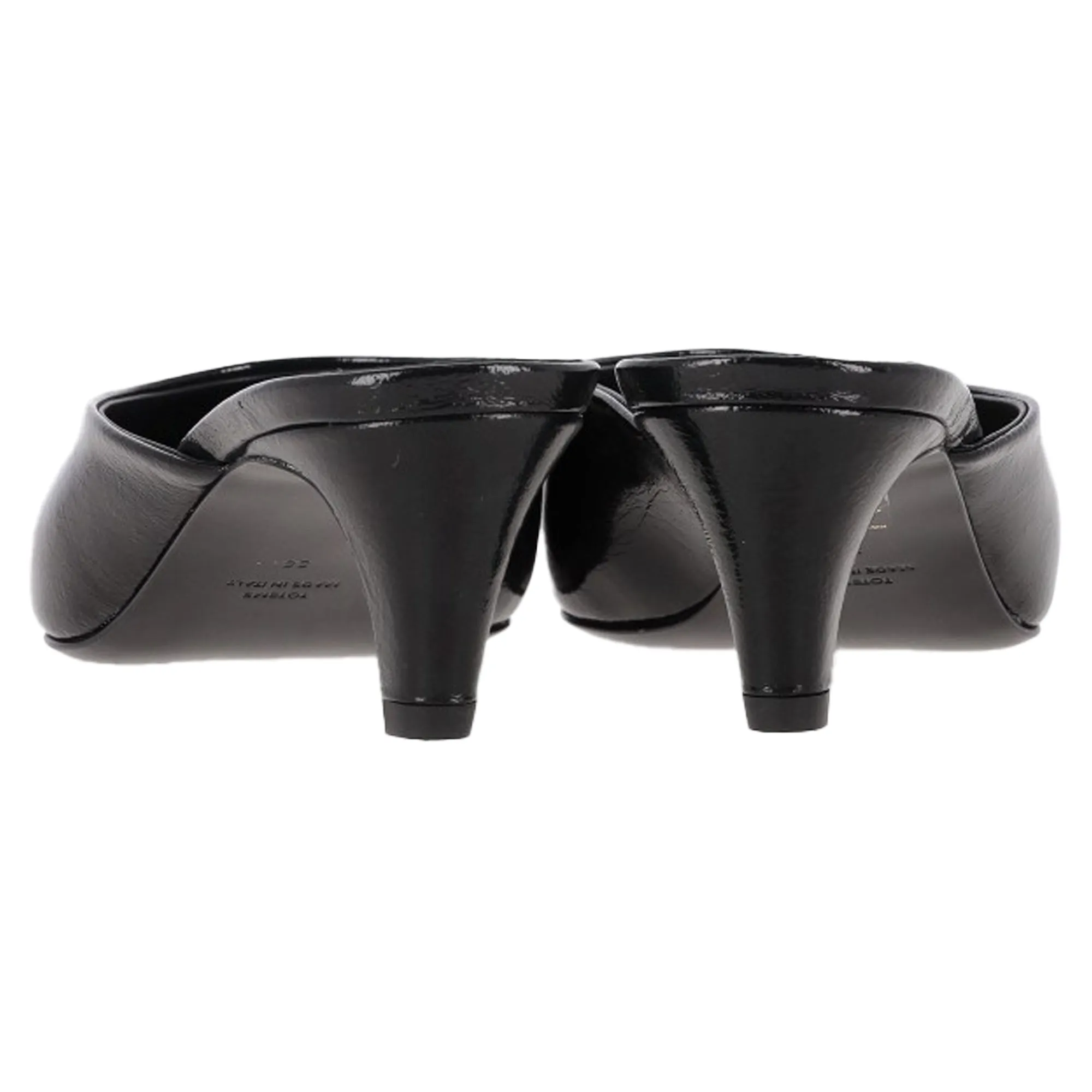 Totme The Patent 55 Pointed Mules in Black Calf Leather