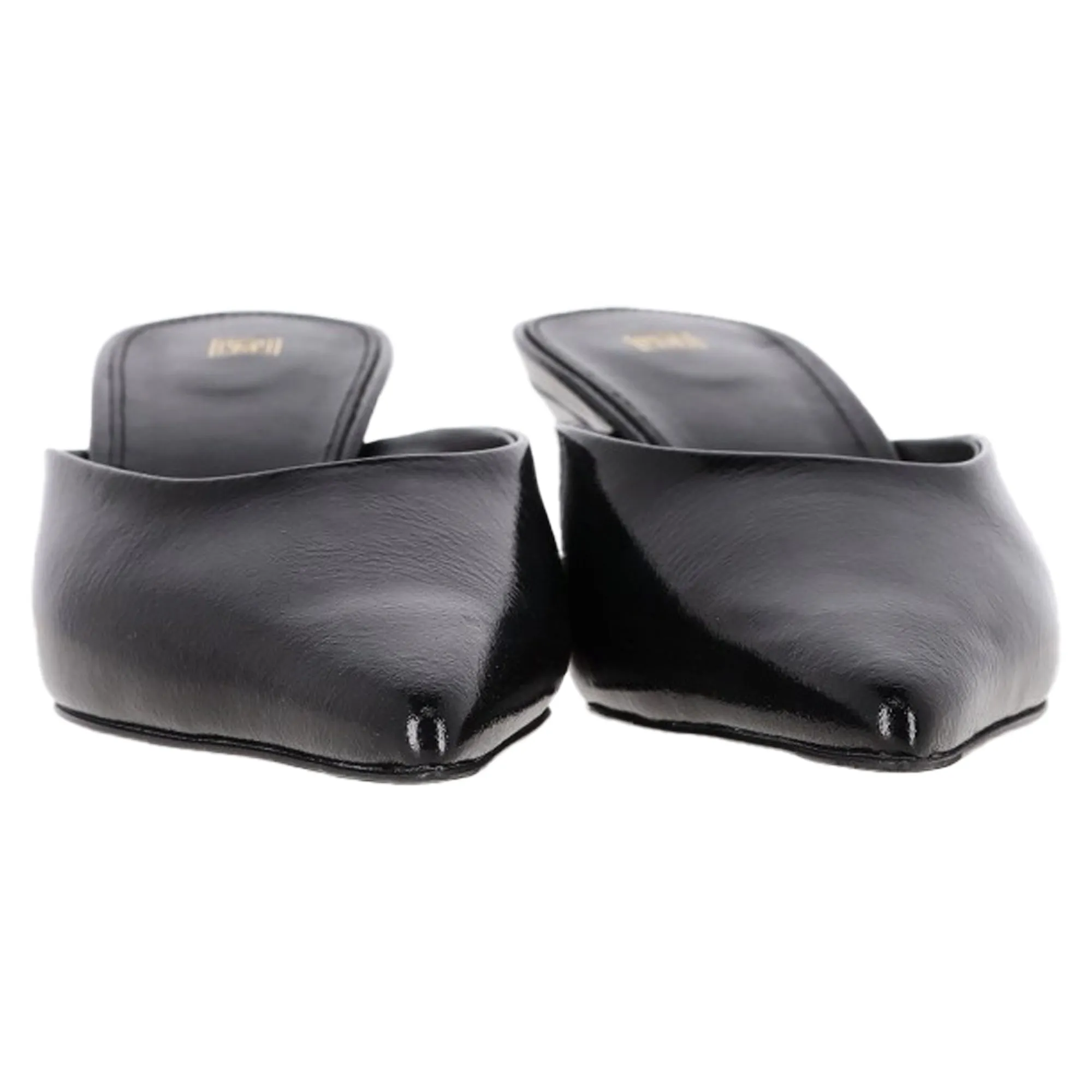 Totme The Patent 55 Pointed Mules in Black Calf Leather