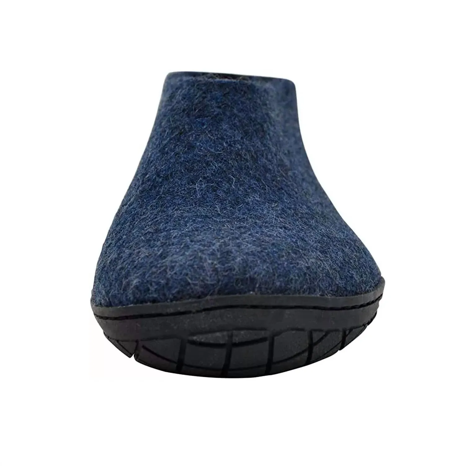 Unisex Felt Slipper With Black Natural Rubber Sole In Denim
