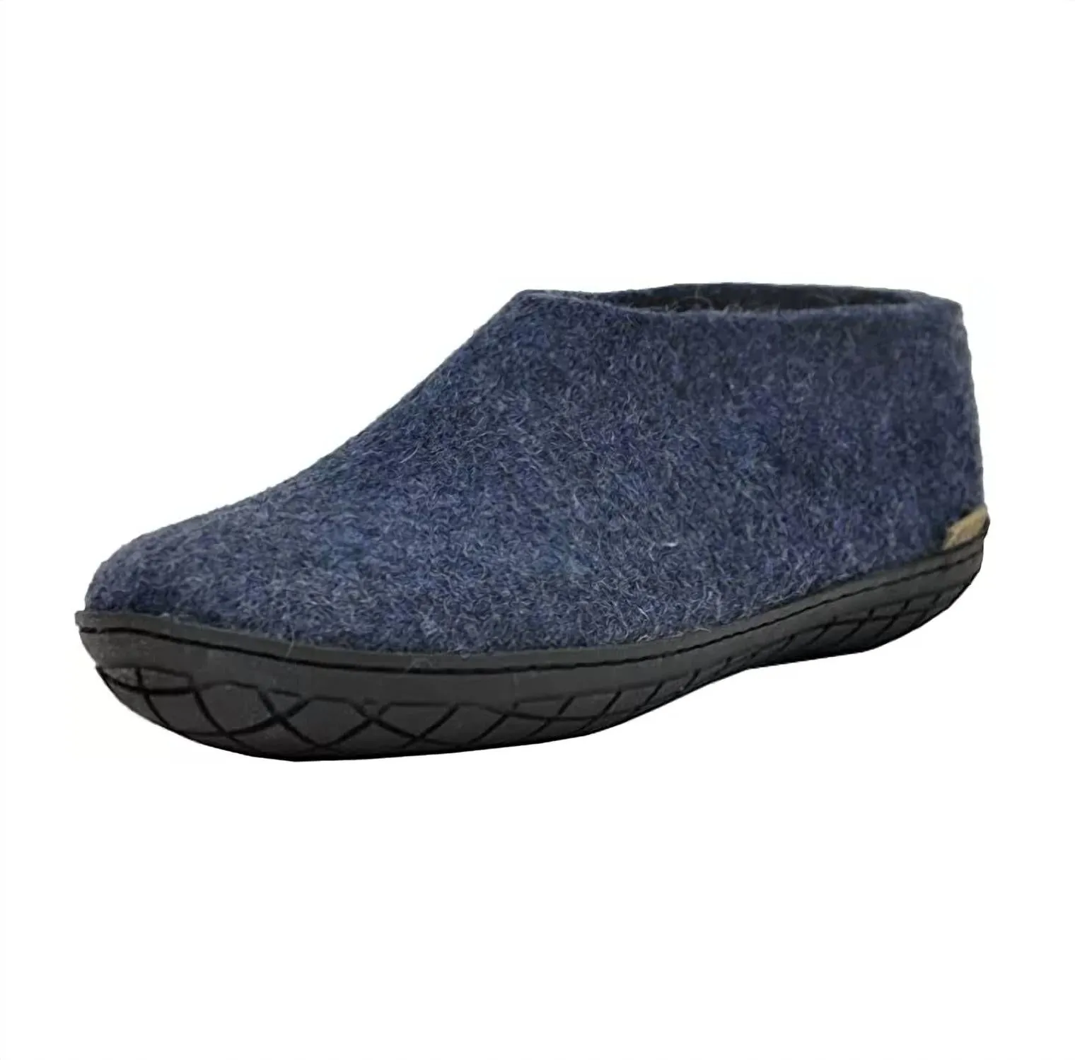 Unisex Felt Slipper With Black Natural Rubber Sole In Denim
