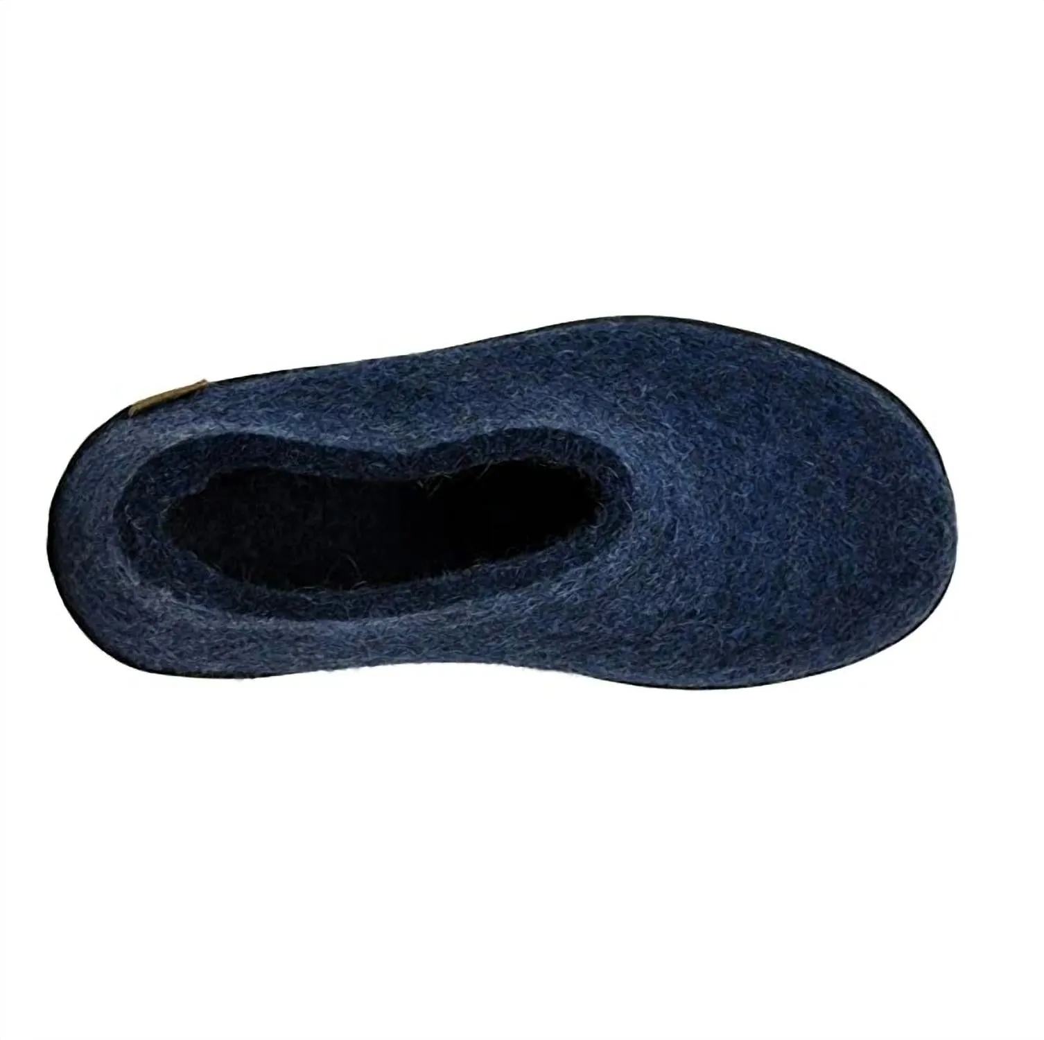 Unisex Felt Slipper With Black Natural Rubber Sole In Denim