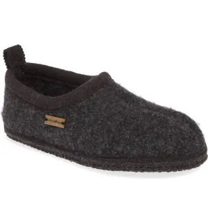 Unisex Freddie Boiled Wool Slipper In Charcoal