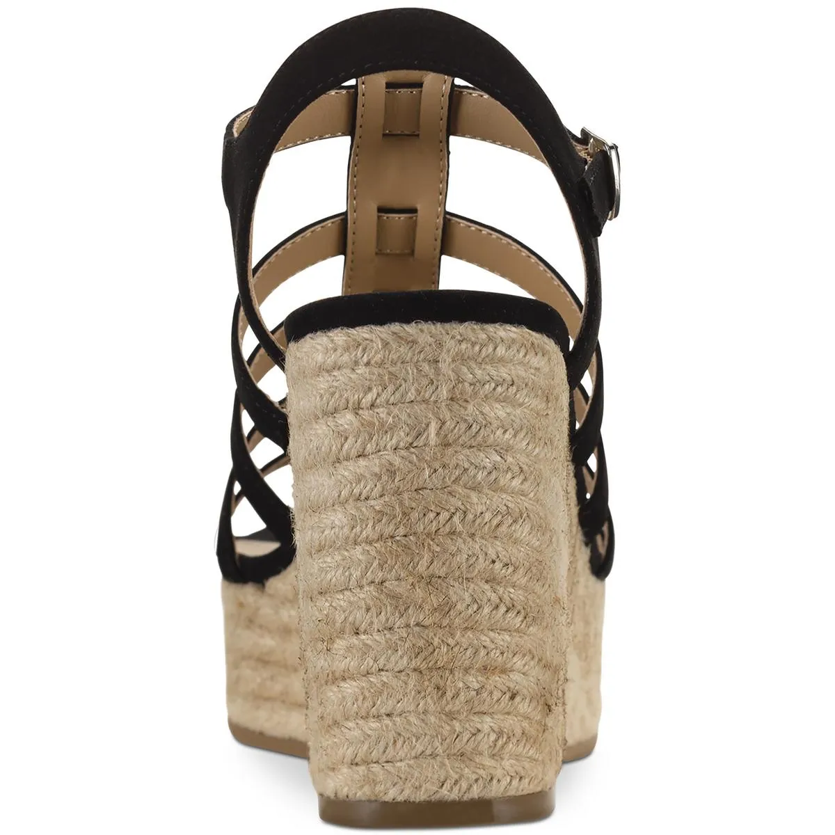 Wesleyy   Womens Faux Suede Caged Wedge Sandals