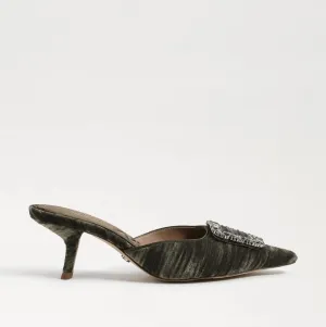 Women Brit Glow Kitten Heel Mule In Winter Moss Velvet