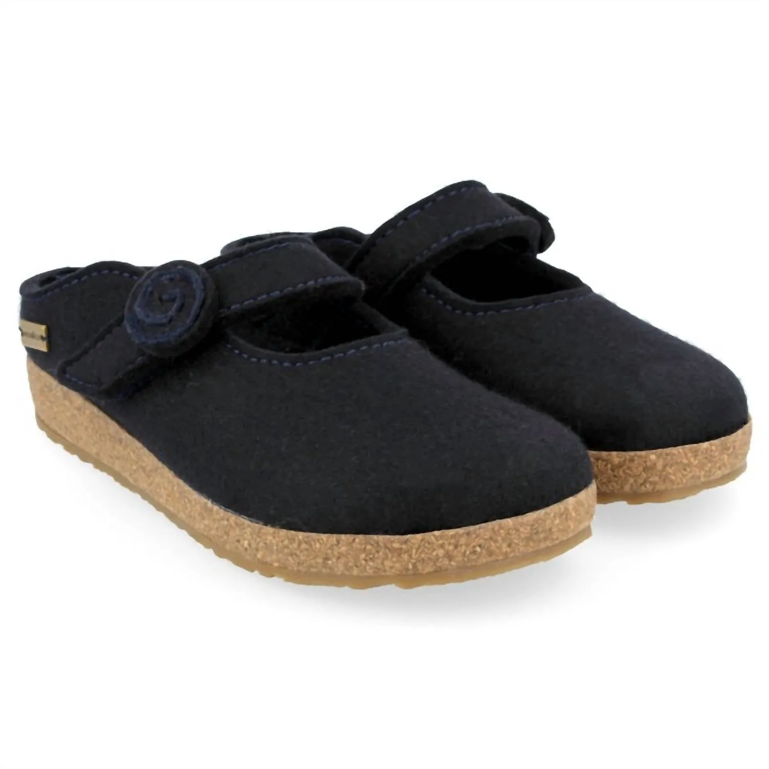 Women's Alice Strapped Boiled Wool Clog In Navy