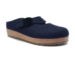 Women's Alice Strapped Boiled Wool Clog In Navy