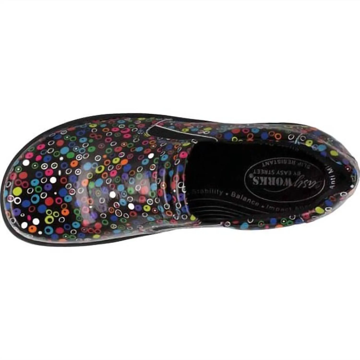 Women's Bind Slip Resistant Work Shoe - Medium Width In Black/bright Multi Dots