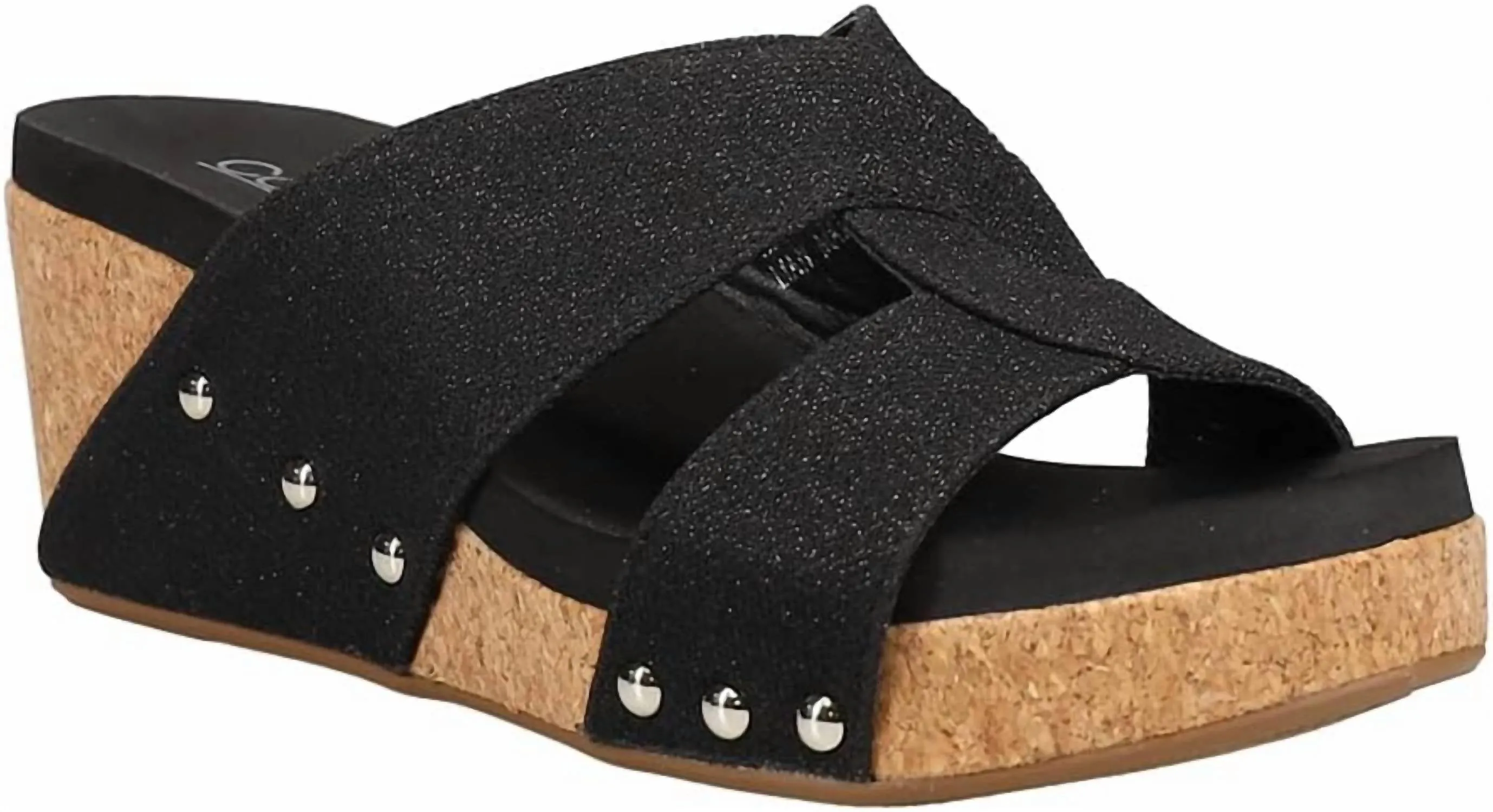 Women's Bonny Wedge Sandal In Black Metallic