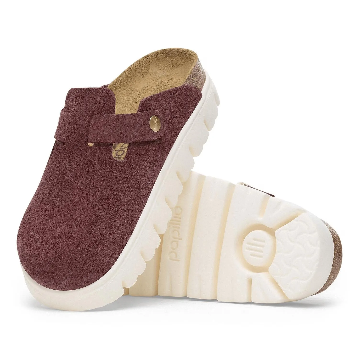 Women's Boston Chunky Suede Clogs In Berry Crush