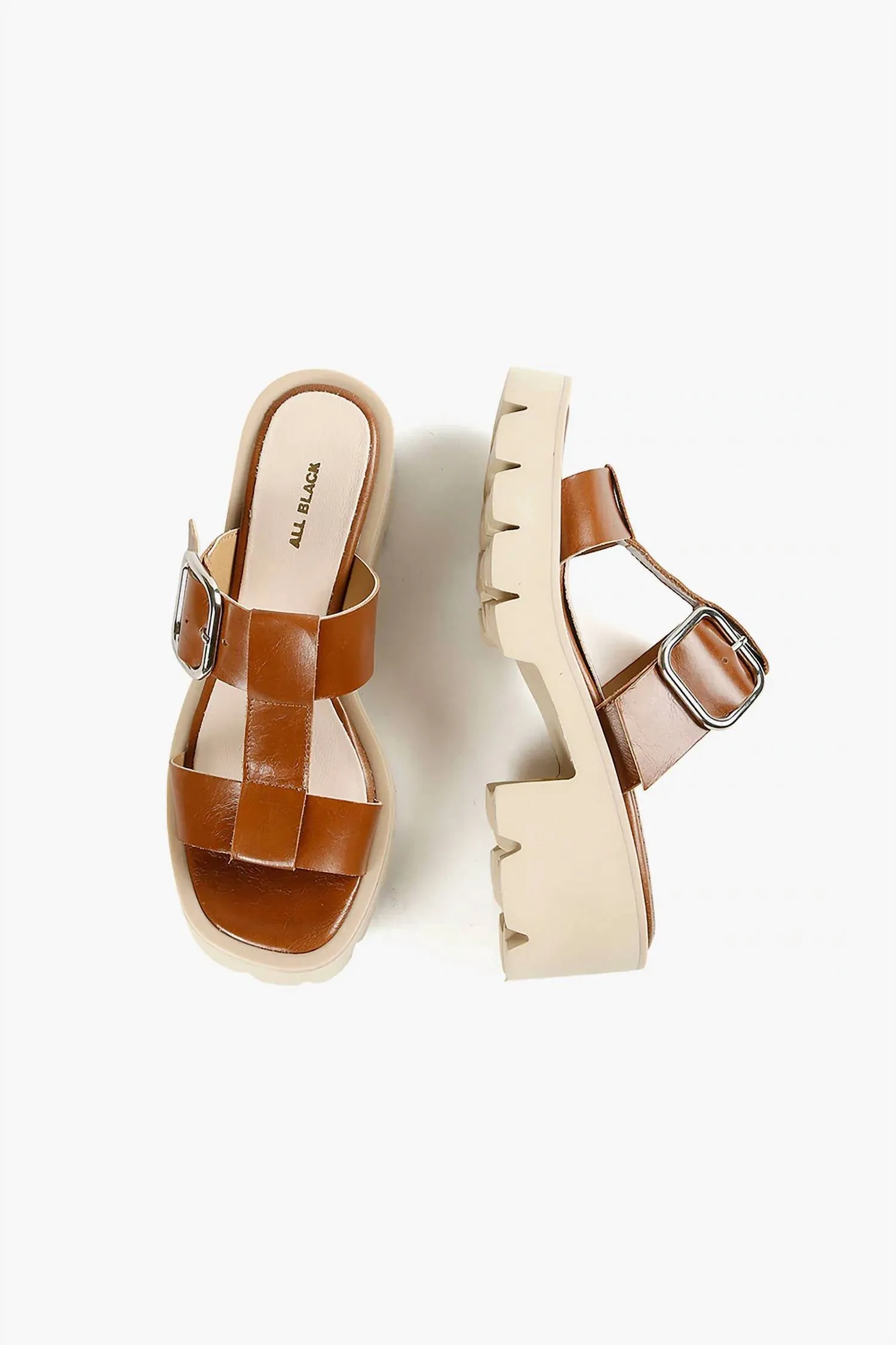 Women's Buckle Lugg Mule In Brown