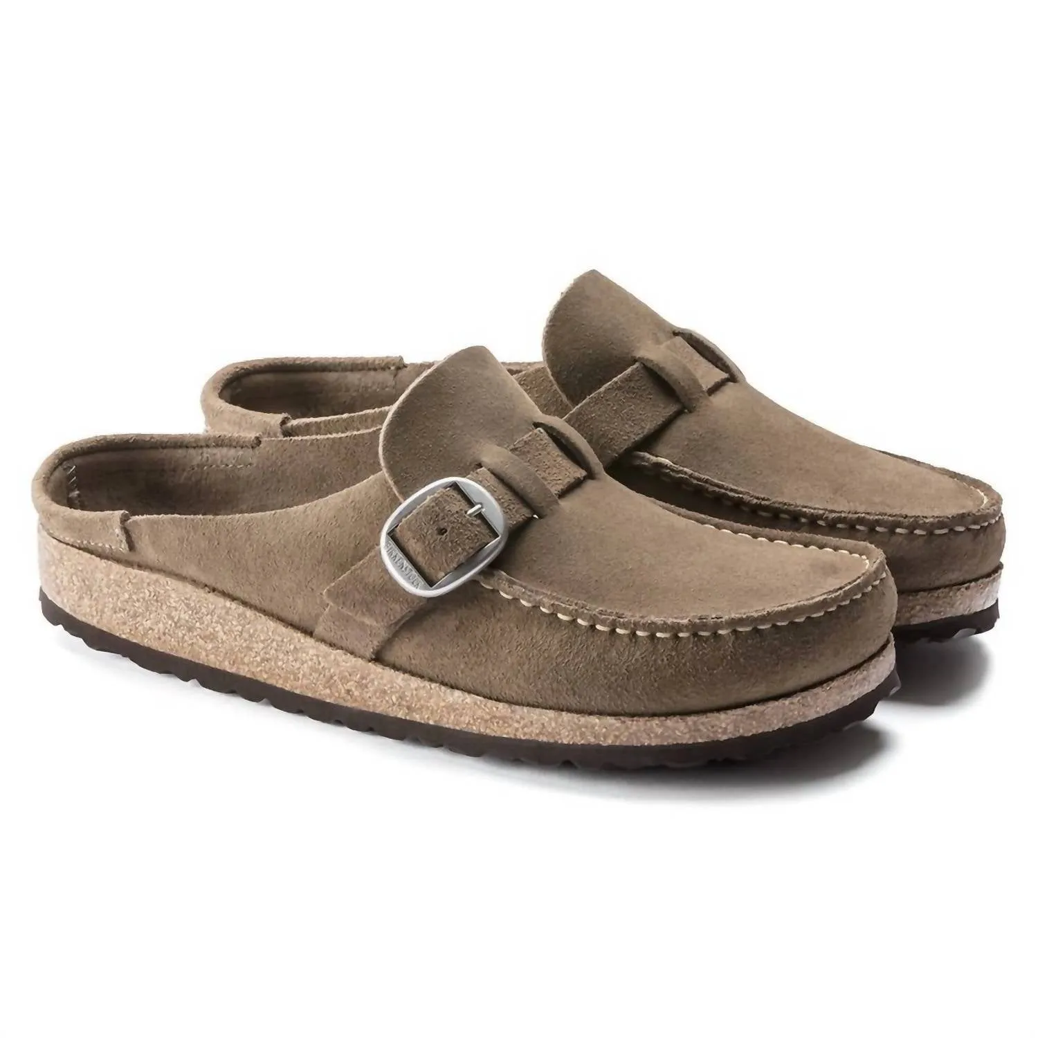 Women's Buckley Suede Leather Clogs In Gray Taupe