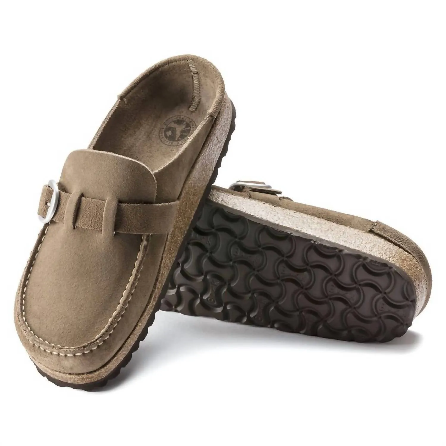 Women's Buckley Suede Leather Clogs In Gray Taupe