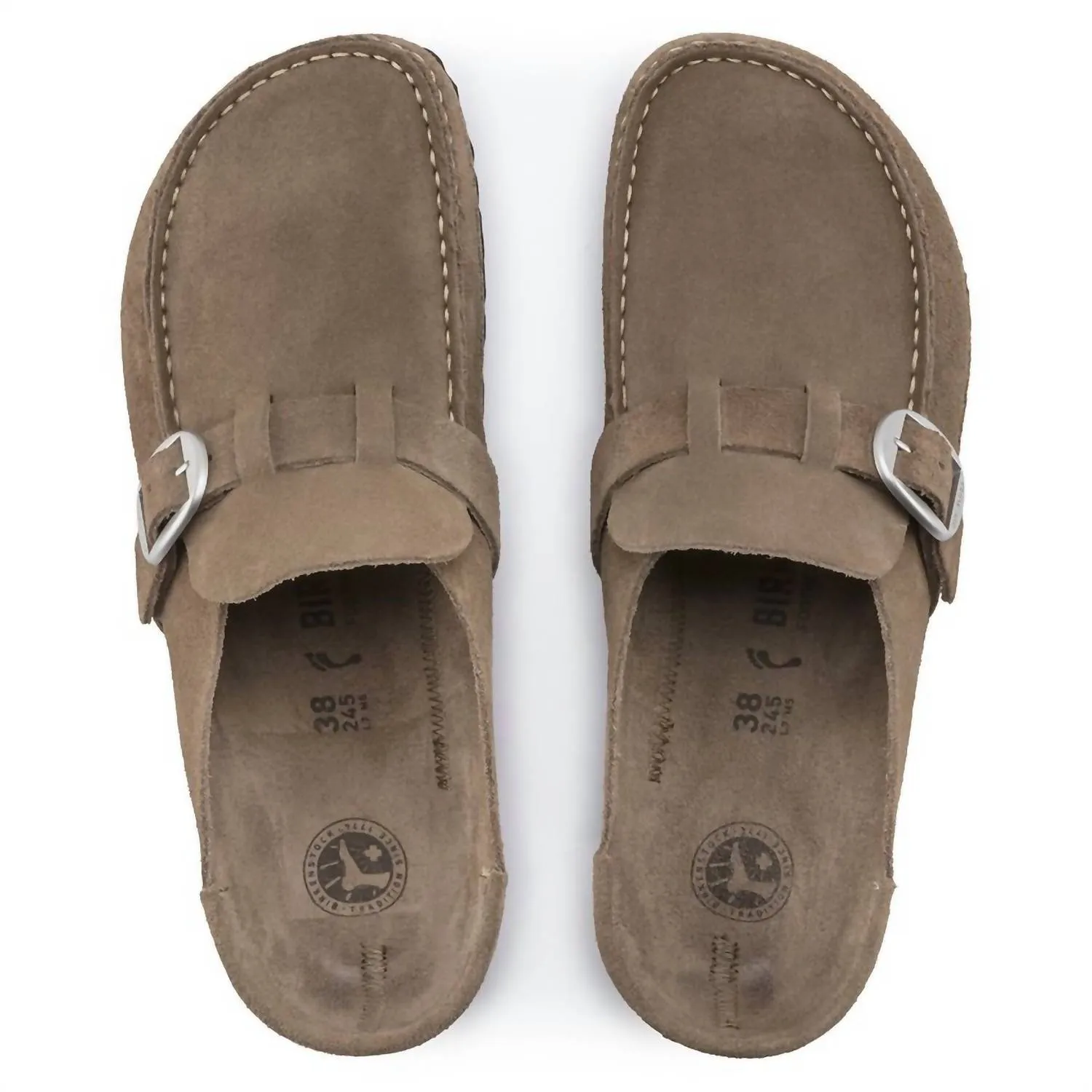 Women's Buckley Suede Leather Clogs In Gray Taupe