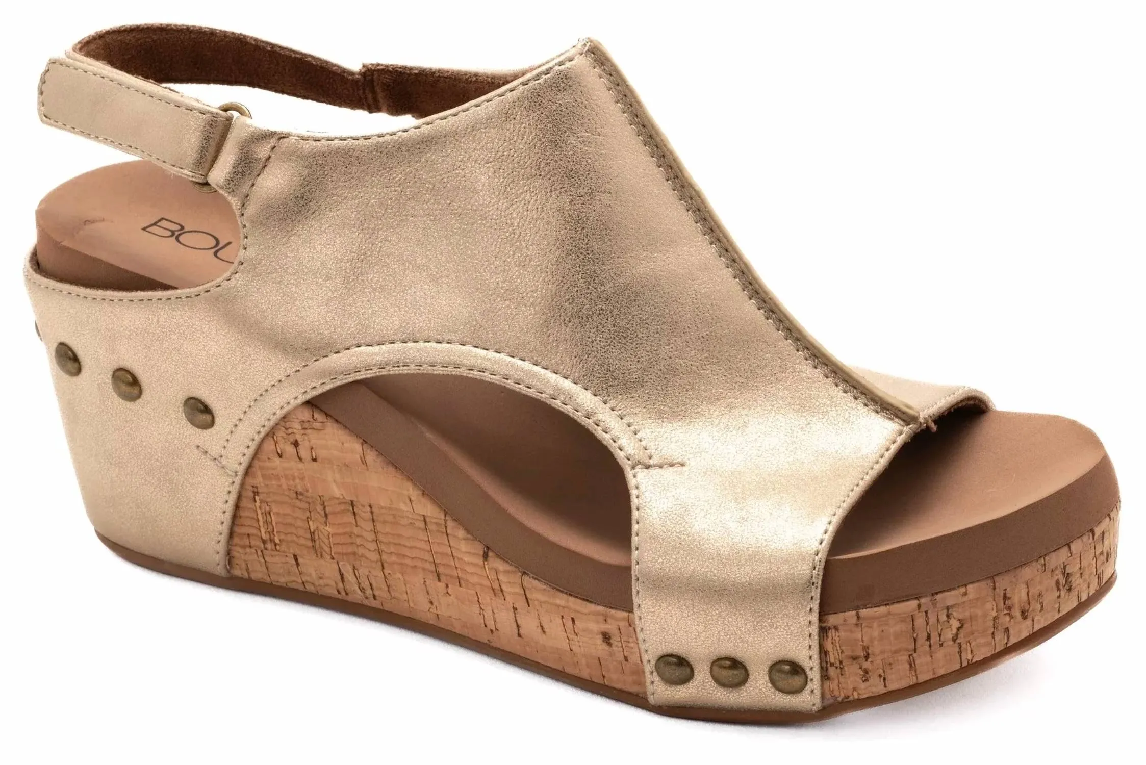 Women's Carley Faux Leather Wedge Sandal In Antique Gold