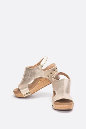 Women's Carley Faux Leather Wedge Sandal In Antique Gold