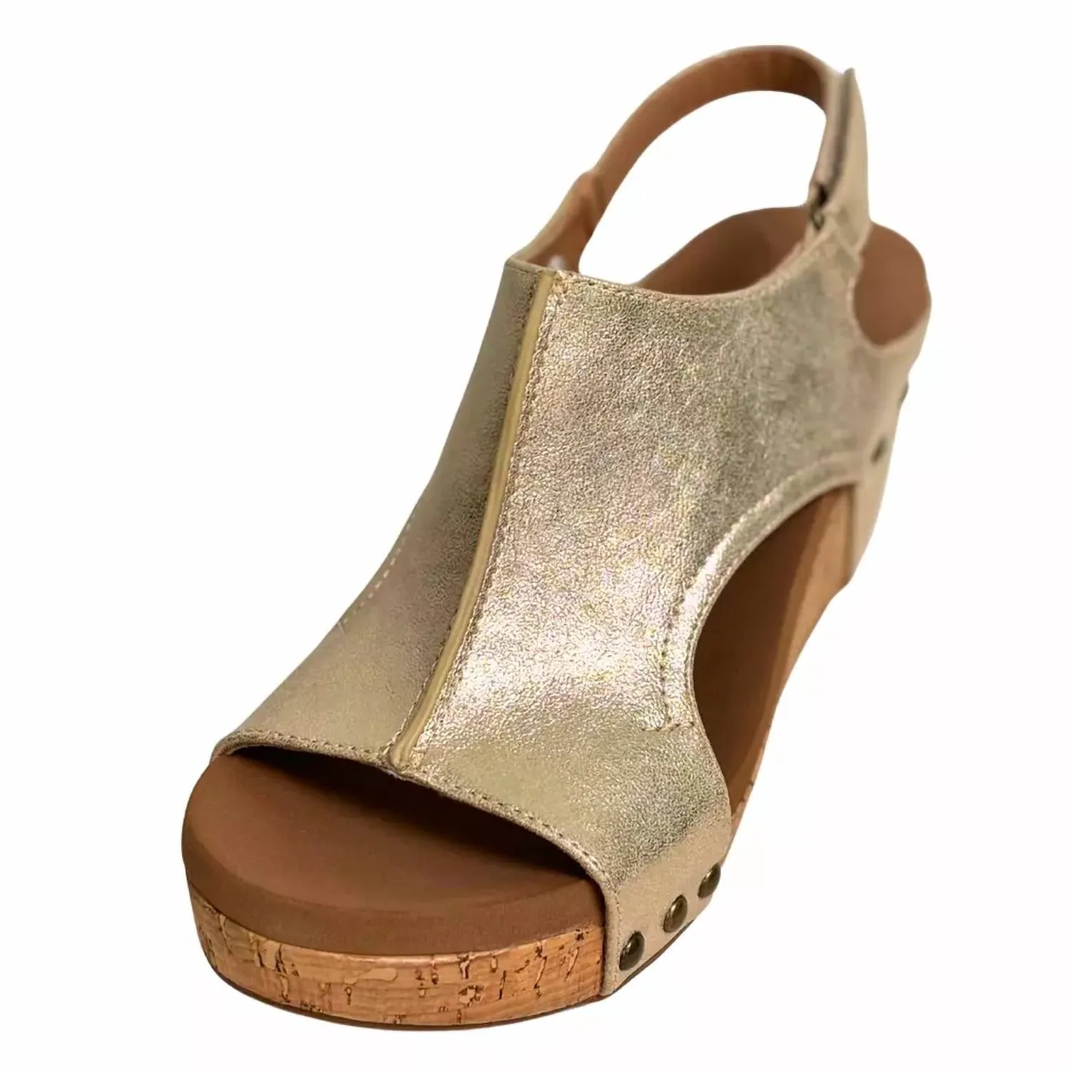 Women's Carley Faux Leather Wedge Sandal In Antique Gold