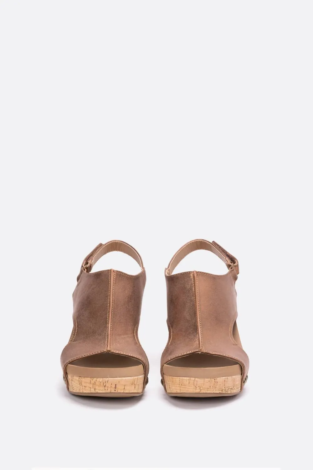 Women's Carley Faux Leather Wedge Sandal In Brown Crystals