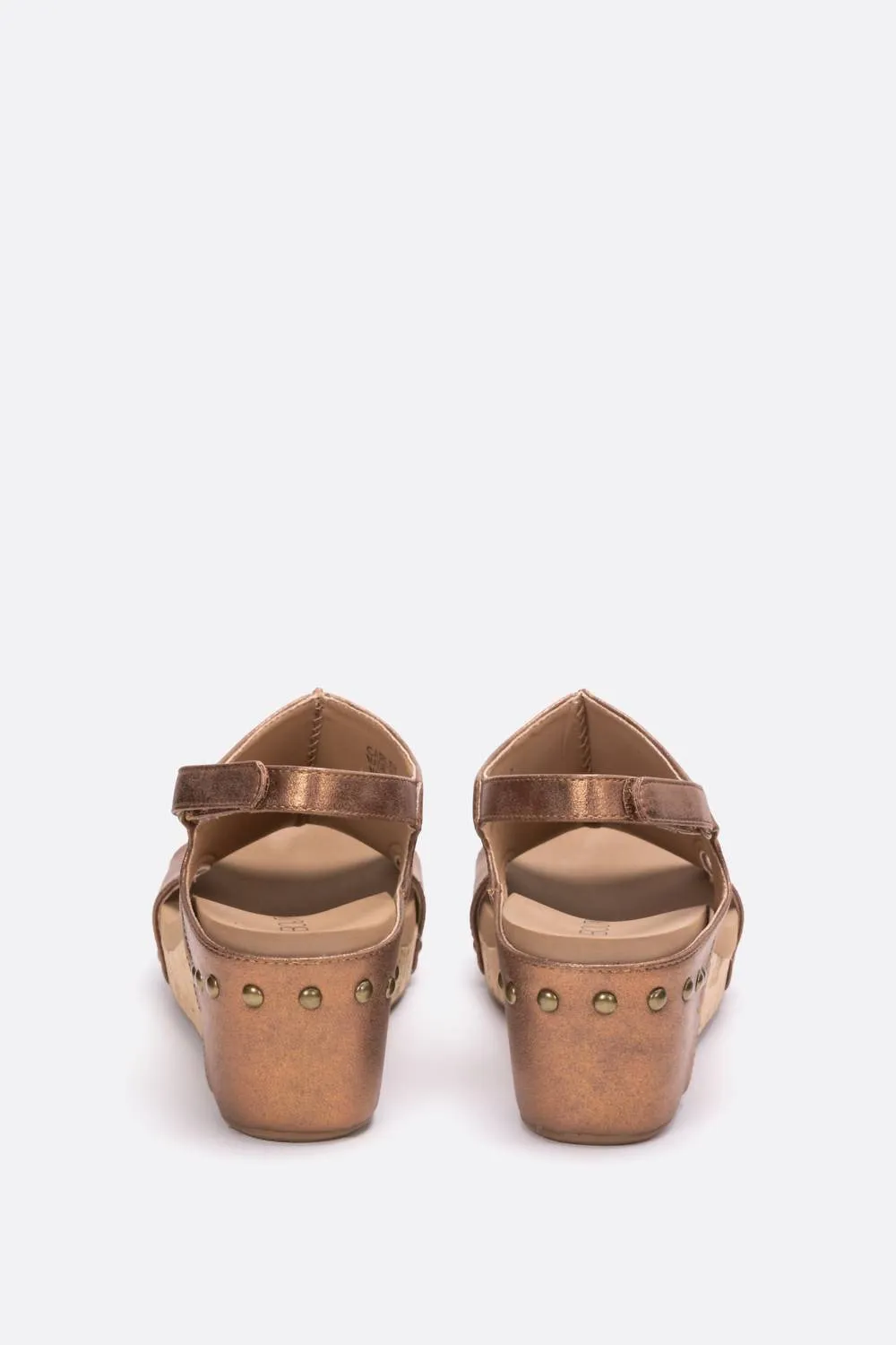 Women's Carley Faux Leather Wedge Sandal In Brown Crystals