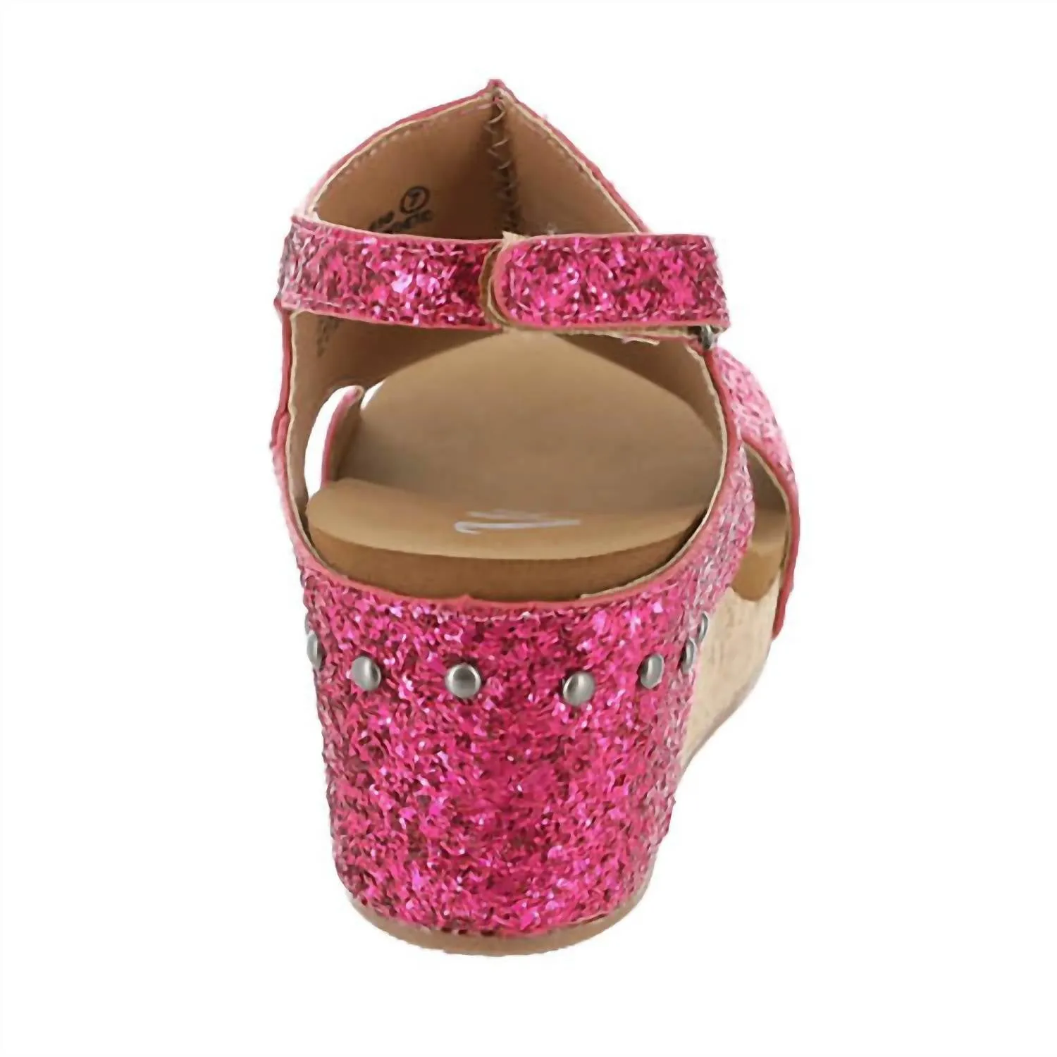 Women's Carley Faux Leather Wedge Sandal In Fuchsia Glitter