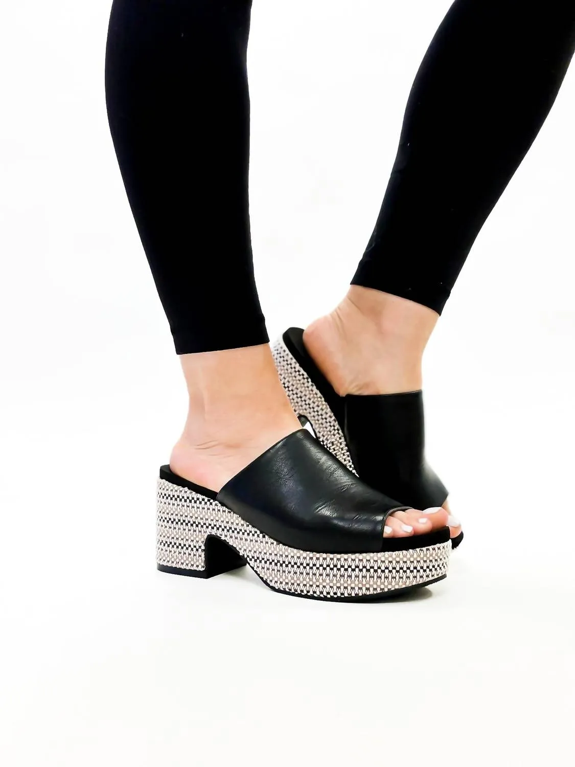 Women's Chunky Wedges Heel In Black