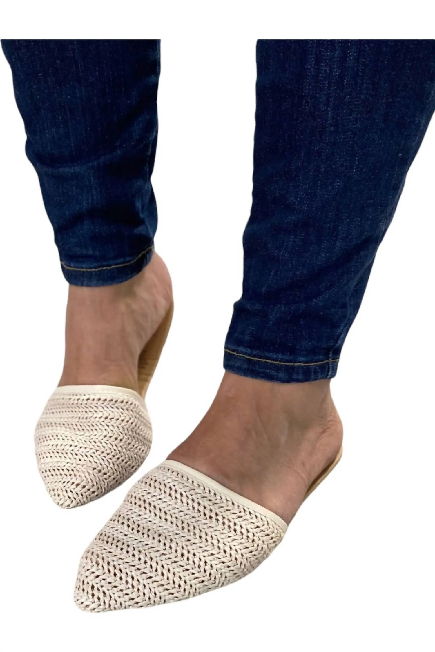 Women's Crochet Mules In Beige