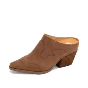 Women's Cyan Heeled Mule In Brown