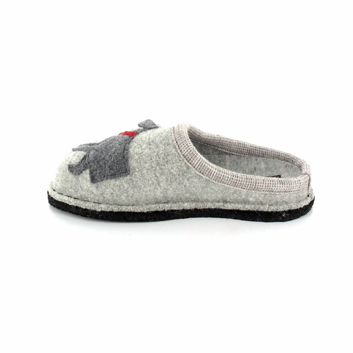 Women's Doggy Boiled Wool Slipper In Silver Grey