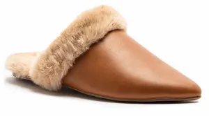 Women's Dress Furry Flats In Camel