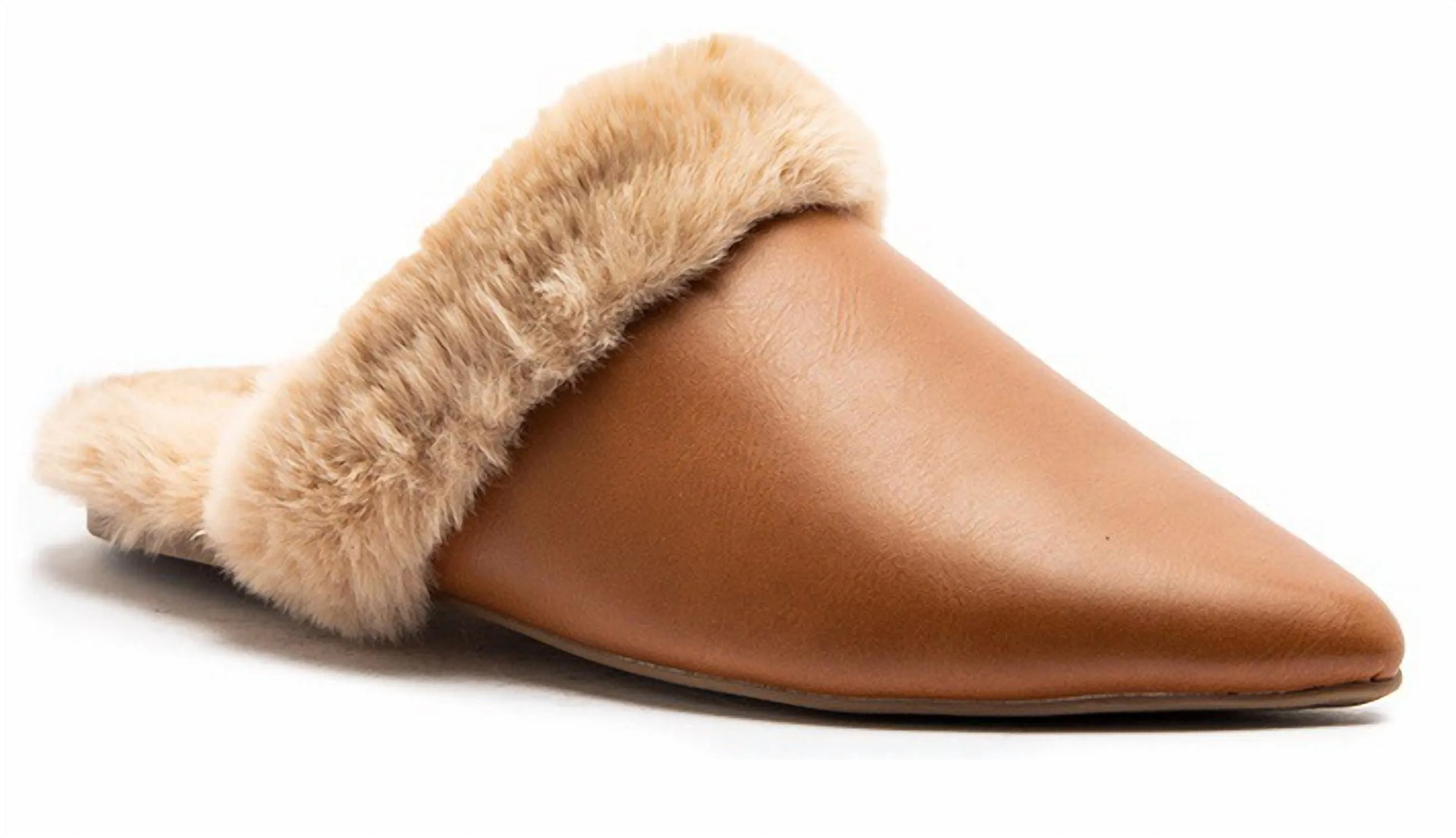 Women's Dress Furry Flats In Camel
