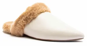 Women's Dress Furry Flats In Off White
