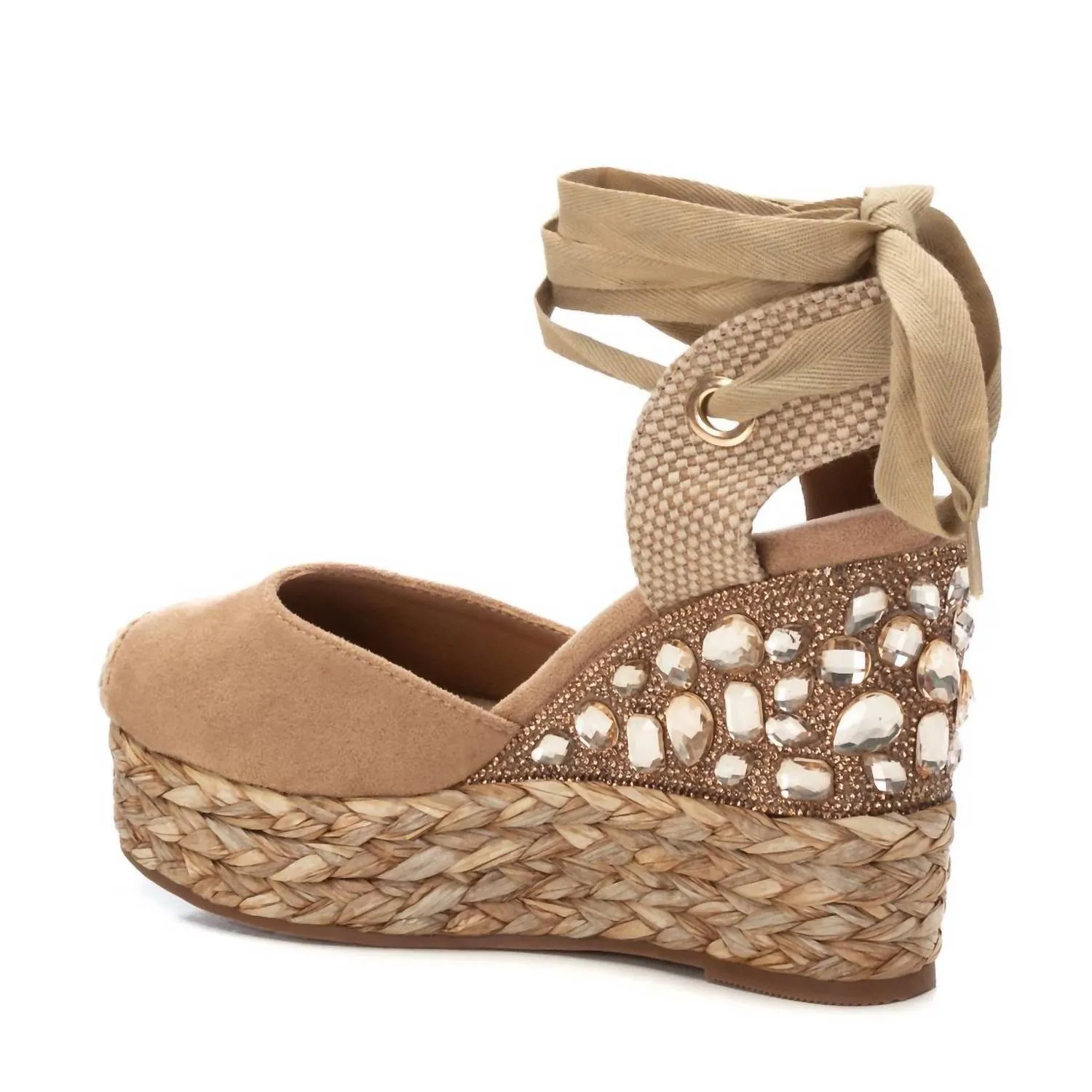 Women's Embellished Wedge Sandals In Beige
