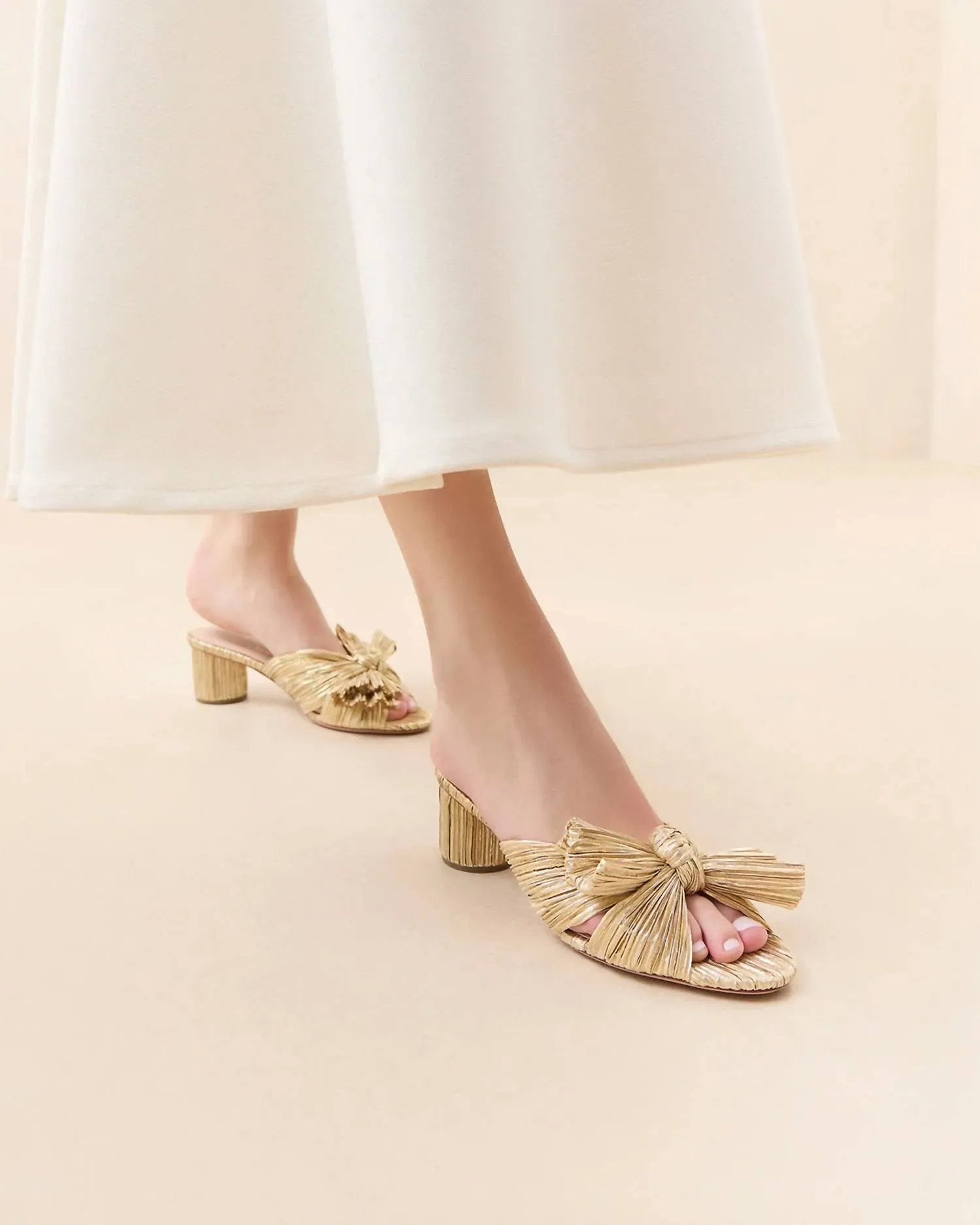 Women's Emilia Pleated Knot Mule In Gold