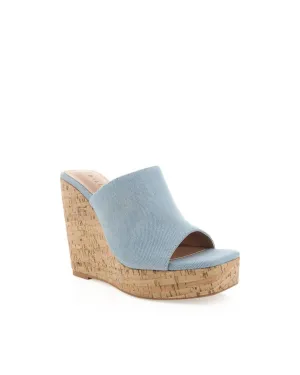 Women's Enora Wedge Sandal In Blue Denim