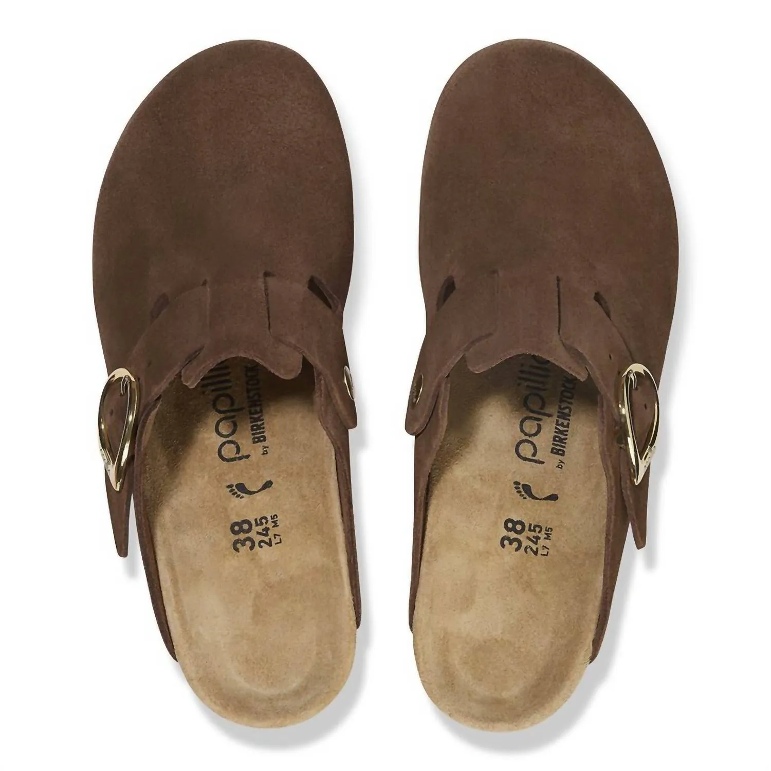 Women's Fanny Ring-Buckle Suede Leather Clog - Medium/narrow In Dark Tea