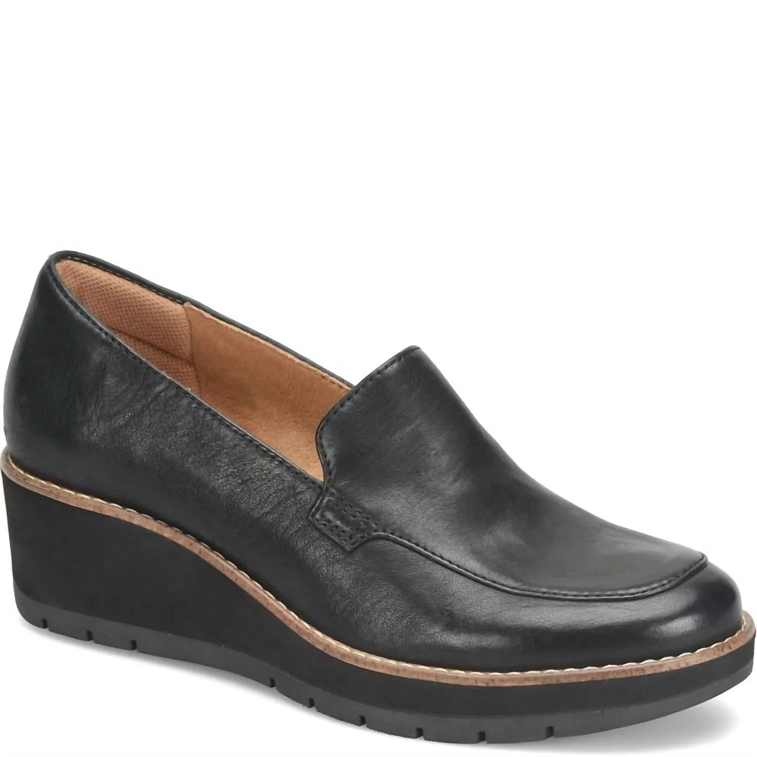 Women's Farland Wedge Loafers In Black Leather