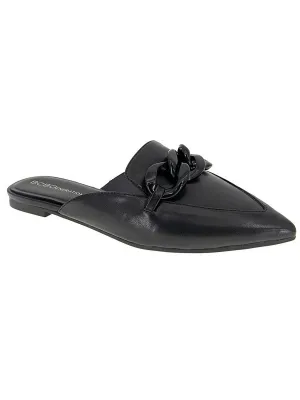 Womens Faux Leather Chain Mules