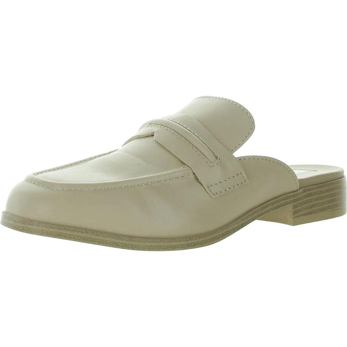 Womens Faux Leather Slip-On Mules