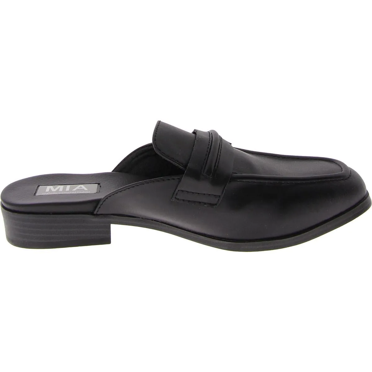 Womens Faux Leather Slip-On Mules