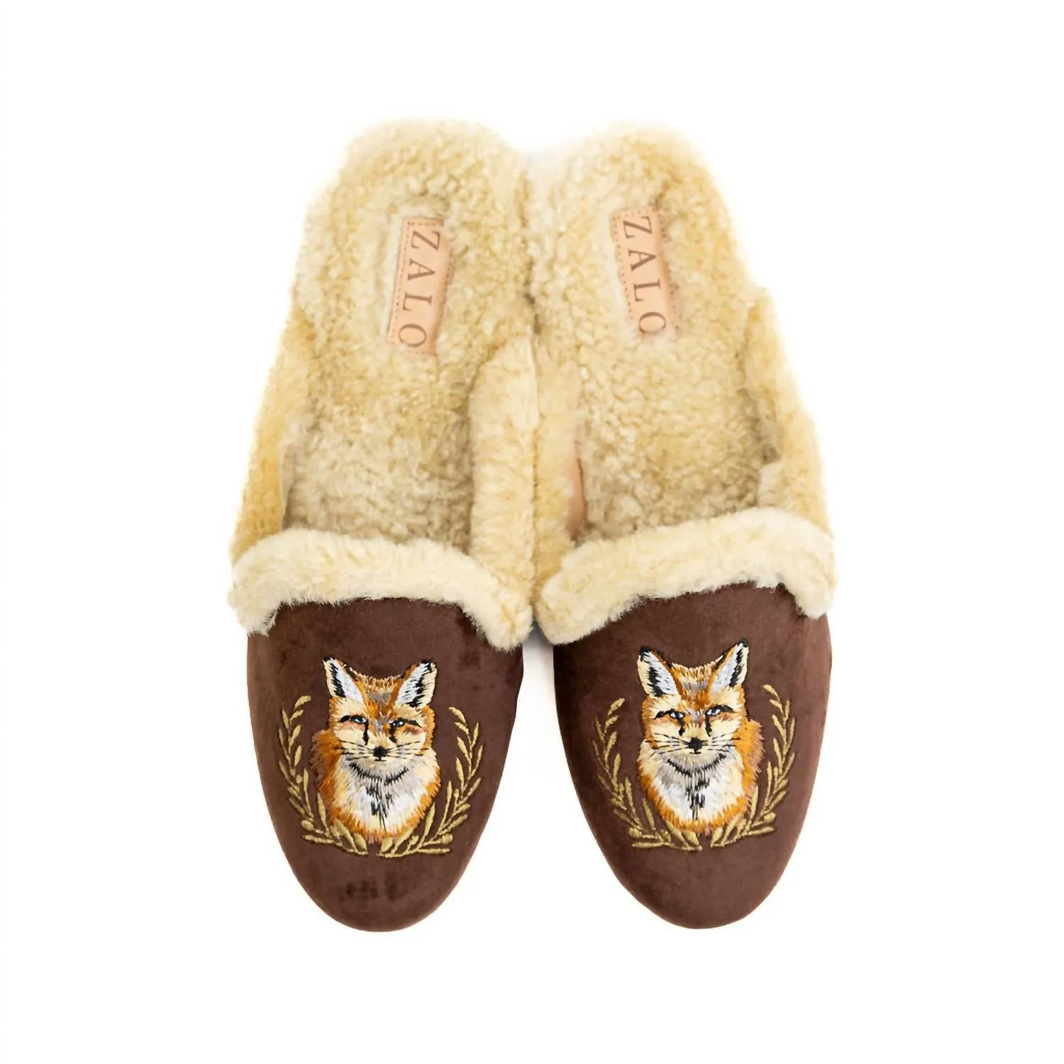 Women's Fox Velvet Mule In Chocolate