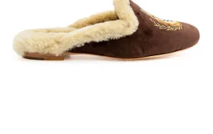Women's Fox Velvet Mule In Chocolate