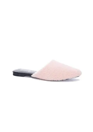 Women's Furry Flat Mules In Pink
