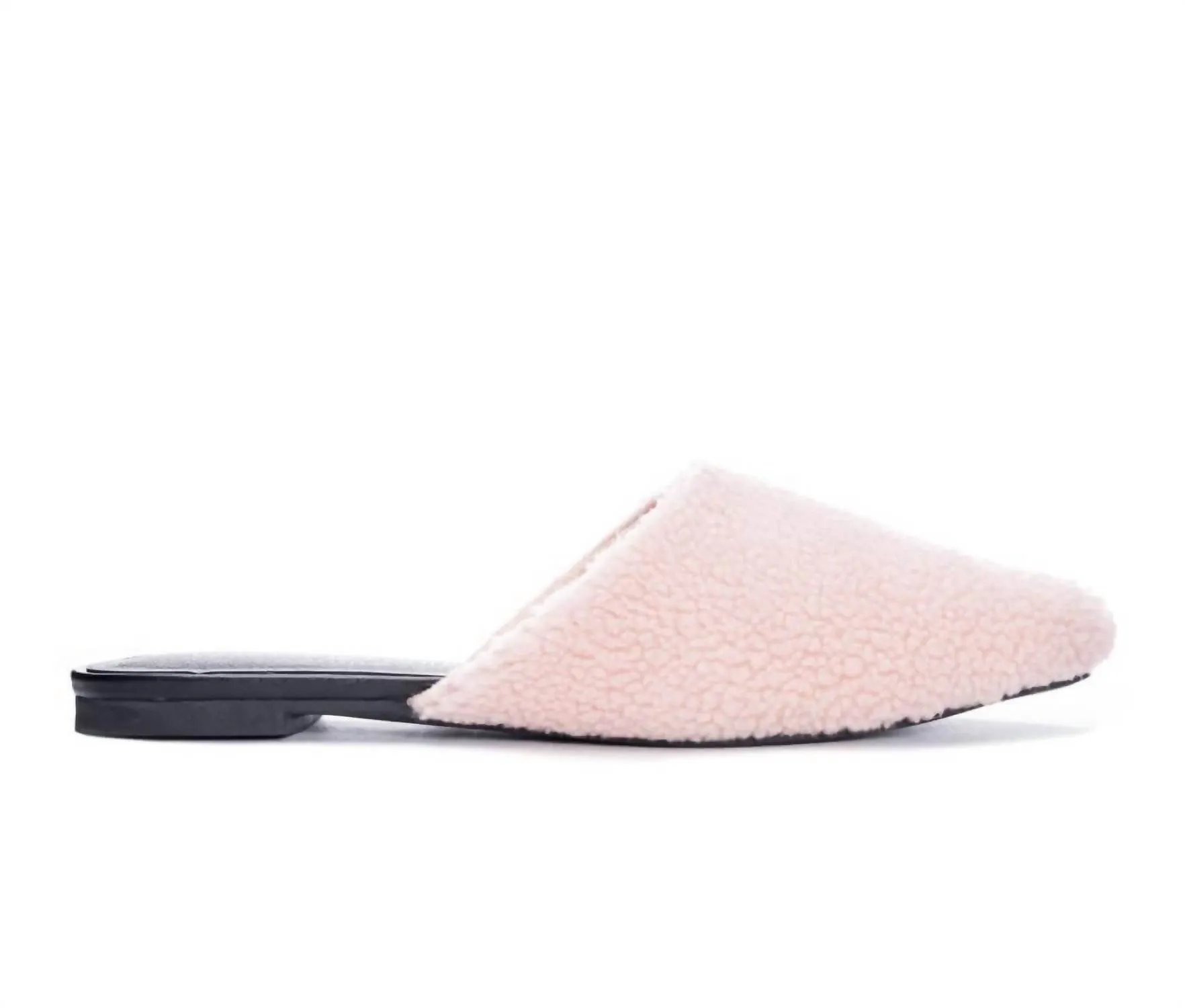 Women's Furry Flat Mules In Pink