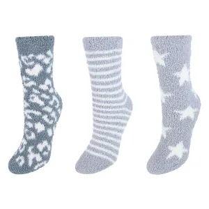 Women's Fuzzy and Cozy Pattern Socks (Pack of 3)