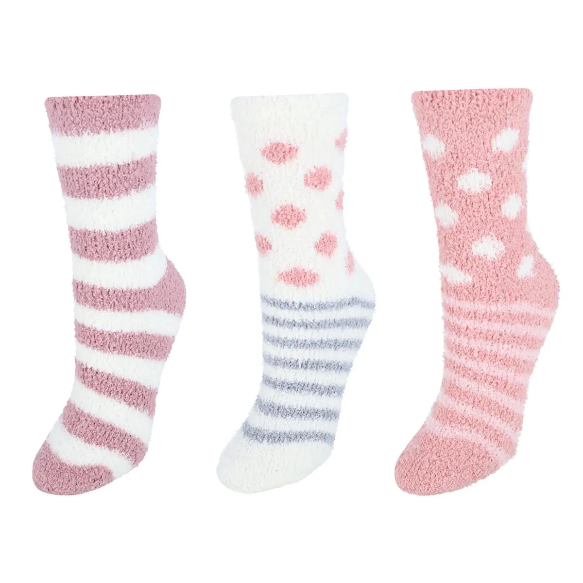 Women's Fuzzy and Cozy Pattern Socks (Pack of 3)