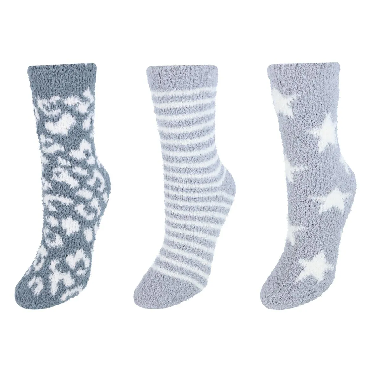 Women's Fuzzy and Cozy Pattern Socks (Pack of 3)