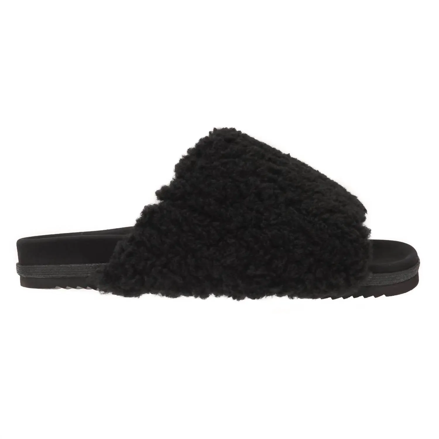 Women's Fuzzy Slider In Black