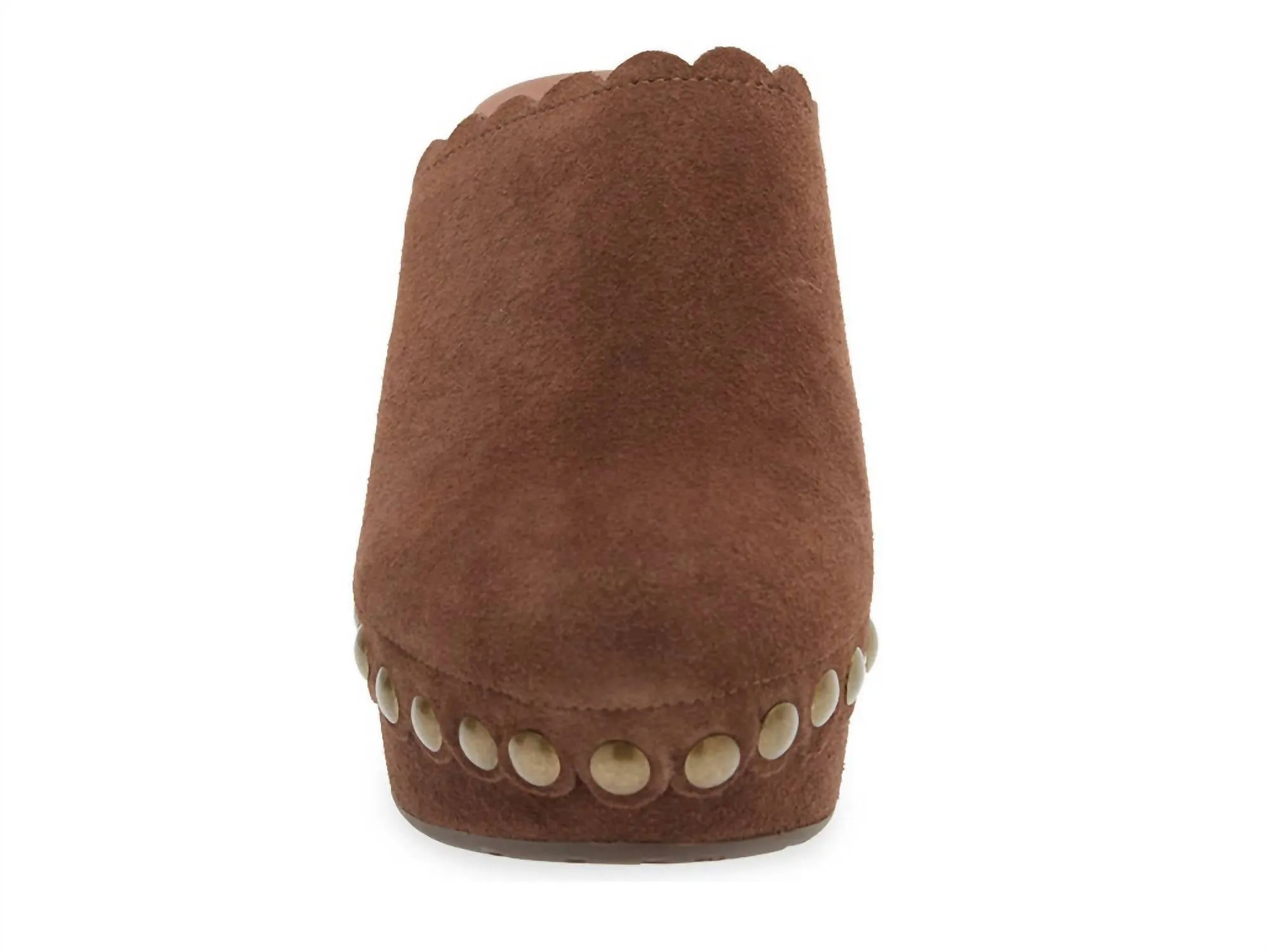 Women's Gemini Scalloped Clog In Chocolate Suede