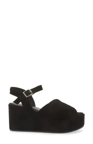 Women's Jenna Platform Wedge Sandal In Crosta Nero Suede