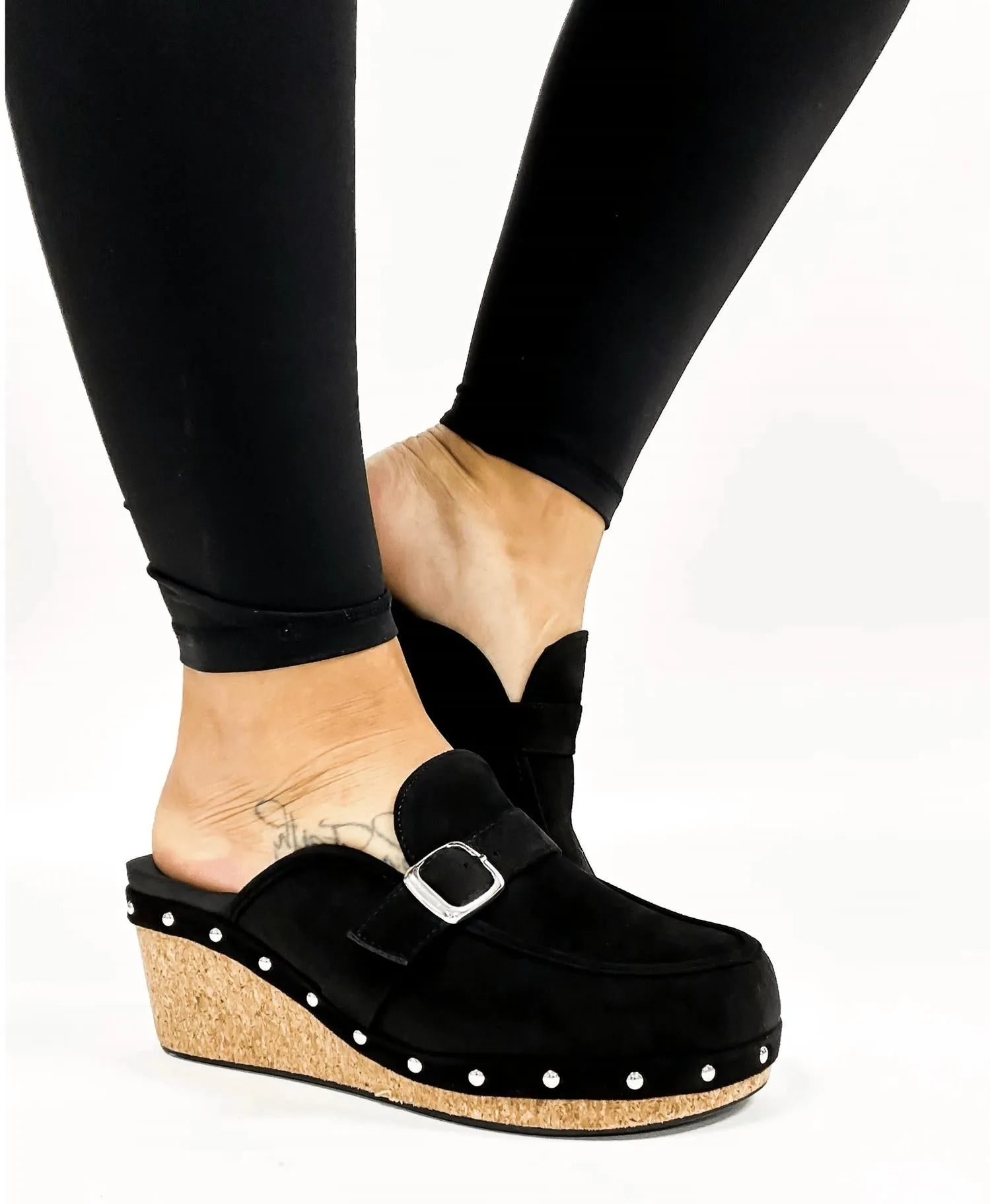 Women's Just Precious Clog In Black Faux Suede