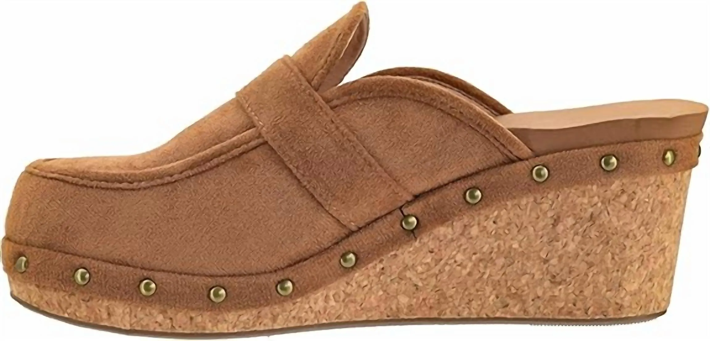 Women's Just Precious Wedge Clogs In Brown Faux Suede